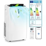 COSTWAY 16000BTU mobile Klimaanlage mit Abluftschlauch, 5 in 1 Klimagerät 4700W Heizlüfter Luftentfeuchter mit Schlafmodus, Heizen & Kühlen, Fernbedienung/App, 24H Timer