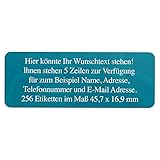 Adress-Aufkleber | PERSONALISIERT | 256 Stück | kleine Etiketten mit Wunsch-Text Türkis 1 | Schrift Weiß | für Namen und Adressen