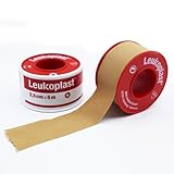 Rollenpflaster 2,5 cm x 5 m, Pflaster Rolle Fixierpflaster Rolle mit Schutzring, Heftpflaster Rolle, medizinisches Tape zur Wundverbänden-Fixierung