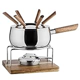 MÄSER 931895 Fondue Set für 6 Personen in modern-rustikalem Design, ideal für Fleischfondue, 10-teiliges Fondueset inklusive Fonduegabeln und Fonduebrenner, Edelstahl, 1.9 liters