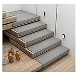 WJLYDM Stufenmatten Stair Treads Rug Non Slip Stair Mat Runner Mat Anti Slip Staircase Carpet Decorative Floor Mat Stair Treads Carpet Safety Rug FüR Treppen(Light Grey,26x75cm-1 Piece)