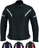 TEXPEED Damen motorradjacke mit protektoren für Sommer oder Winter - Textil wasserdicht motorroller motorrad bikerin mantel mit schutz rüstung (EN 1621-1) - Schwarz - L