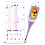 Easy@Home Basalthermometer Fruchtbarkeitsthermometer Bluetooth zur Zykluskontrolle/Kinderwunsch mit Premom APP, Thermometer mit Auto BBT Sync, Oranger Hintergrundbeleuchtung LCD-Anzeige, lila