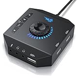 CSL - USB Soundkarte extern - Soundkarte mit Lautstärkeregelung USB Hub - Anschluss für Headset Kopfhörer Mikrofon - Equalizer - Steuerung eines Audioplayers - schwarz