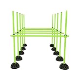 NAIZY Sprungstangen-Set Trainingsstangen für konditionelles Training Sprungkraft, Dribbling und Beweglichkeit (15 Stangen - 100cm, 10 X-Standfüße, 10 Clips) - Grün