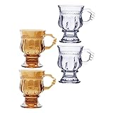 SHOWERORO 4 Stück Teetasse Glas Martini-Gläser Espresso-Kaffeetassen Weingläser mit Stiel Vintage-Kaffeetassen Weinkelch kaffeekanne kaffeekännchen schnapsgläser hohes Stielglas Dessertglas