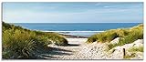 ARTland Wanddeko Glasbilder Wandbild Glas Bild einteilig 125x50 cm Querformat Strand Meer Küste Nordsee Sand Dünen Natur Landschaft Maritim T9EX