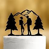 Cake Topper Hochzeit Gipfelstürmer [Hochzeitspaar in den Bergen] Tortendeko - Acryl Schwarz - Hochzeitsdeko, Tortendeko Hochzeit deko, Hochzeitstorte deko Kuchen deko, Torten deko, Dekoration Hochzeit