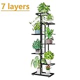 Blumenregal Bonsai Basis Display 7 Schichten Pflanzenständer Indoor Outdoor, Pflanzenregal Multi-Tier-Blütenständer, Gartenregale Eisen Pflanzenanzeige Halter Rack für Home Dekoration ( Color : Noir )