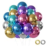 Luftballons Bunt Metallic, 50 Stück Verschiedene Metallic Ballons, Bunt Metallic latex Ballons für Abschlussfeiern, Babypartys, Geburtstage, Brautpartys, Hochzeitsfeierdekorationen