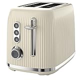 Breville Mutiger 2-Scheiben-Toaster Vanille-Creme mit hohen und breiten Schlitzen | Creme und Chrom Silber [VTR003