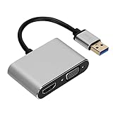 SENECESLI USB 3.0 zu HDMI VGA Adapter, USB zu HDMI USB zu VGA Adapter für Windows 7 Windows 8 Windows XP, 1920 * 1080 Full HD Display Video Konverter Kabel, Plug and Play