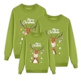 Passende Weihnachtspyjamas für die Familie aus Seide, langärmliges Pyjama-Set, Satin-Knopfleiste, passende(A194 Green,Small)