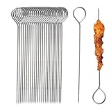 Grillspieße Edelstahl 25 Stück Schaschlikspieße Edelstahl 25cm Grillspieß Fleischspieße Spieße edelstahl Wiederverwendbare BBQ Grillen Grillzubehör (25)