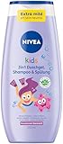 NIVEA KIDS 3in1 Duschgel, Shampoo & Spülung, Pflege und Reinigung für Kids mit bezauberndem Beerenduft, extra milde, seifenfreie Haar- und Hautpflege für Kinder (250 ml)