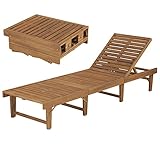 RONGQI Klappbare Sonnenliege, Gartenliege, Liegestuhl, Sonneninsel Outdoor, Sonnenstuhl, Gartenmöbel, Bäderliege, Relaxliege, Terrasse, Massivholz Akazie