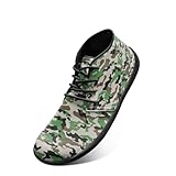 Jeiento Herren Barfußschuhe Camouflage - Breite Zehenbox Camo Zero Drop Sole Walkingschuhe, grün camo, 47 EU