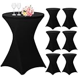 6er-Set Stretch Stehtisch Husse für Bistrotisch Ø 80-85 cm Spandex Stretch Tischdecke, Verstärkung im Fußbereich, Für Hochzeit Geburtstagsfeier Hussen für Stehtische und Bistrotische（80×110cm,Schwarz）