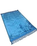 spar-home sehr weich Gebetsteppich | Sejjade | Seccade | Farbecht Namazlik | Badematte | Premium Qualität | 80 x 120 cm (Blau)