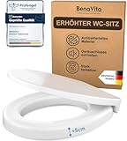 BenaVita Premium WC Sitzerhöhung 5 cm aus Duroplast - Erhöhter Toilettensitz für bequemes Sitzen inkl. Absenkautomatik - Belastbar bis 175 kg