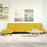 UTSRABFA Sofa Sitzbank Esszimmer Cord Sofa Küchensofa Schlafsofa in L-Form Gelb 255x140x70 cm Samt Geeignet für Café, Wohnzimmer, Gästezimmer, Büro