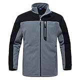 donhobo Herren Fleecejacke Full Zip Stehkragen Weich Warm Outdoor Wandern Trekking Jacken Frühling Herbst und Winter Übergangsjacke Grau XL