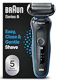 Braun Series 5 Elektrorasierer, EasyClean Rasierer Herren, Wet & Dry, Geschenk Mann, Made in Germany, 51-B1000s, blau