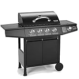 TAINO BASIC 4+1 BBQ Gasgrill Grillwagen Edelstahl-Brenner + Seitenkocher Grill TÜV (BASIC 4+1 Gasgrill)