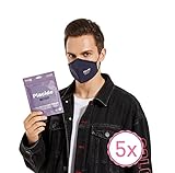 5 FFP2 Maske CE-Zertifizierte Wiederverwendbare Blaue Navy, [30-Fach Waschbare] Gesichtsmaske, 5-Schicht-Technologie, hohe Filtereffizienz BFE 98, Staub-und Partikelschutzmaske - 5 Stück