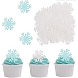 EIHI Snowflake Cake Decoration, Frozen Tortendeko, Essbare Tortendeko, Deko Kuchen Essbar, Tortendeko Geburtstag Essbar, Deko Torte Essbar, Deko für Torten Essbar,Weihnachten Cupcake Toppers, 50 Stück