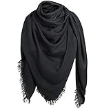 Superora Damen Halstuch Schultertuch Schal Scarf Stola Quadratischer Deckenschal mit Fransen 140 * 140cm