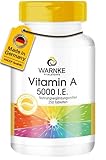 Vitamin A 5000 I.E - 1500µg Retinol (Retinylacetat) pro Tablette - 250 Tabletten - hochdosiert & vegan | Warnke Vitalstoffe - Deutsche Apothekenqualität