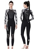 Owntop Neoprenanzug für Damen Herren - 3mm Neopren Tauchanzüge Wetsuit Langarm, Thermisch Verdickte Badebekleidung mit Reißverschluss Hinten UV 50+, Damen M