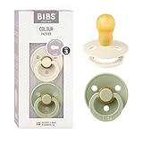 BIBS Colour Schnuller 2er-Pack, BPA-frei, Kirschform Nippel. Naturkautschuk/Latex, Hergestellt in Dänemark. 18+ Monate (2er Pack), Ivory/Sage