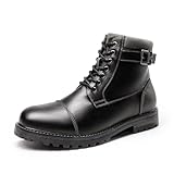 Bruno Marc Herren Motorrad Stiefel Chukka Boots Herren Stiefeletten Biker Freizeitschuhe Boots Herren Leder,Size 41,Schwarz,ENGLE-05