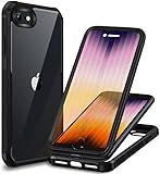 CENHUFO Hülle für iPhone SE 2022/iPhone SE 2020/ iPhone 8/iPhone 7, 360 Grad Handyhülle Schutzhülle mit Eingebautem 9H Panzerglas Displayschutz Stoßfest Panzerhülle Bumper Full Cover Case -Schwarz