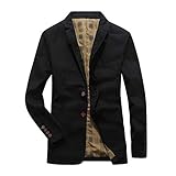 Allthemen Sakko Herren Sportlich Slim Fit Jackett für Freizeit Blazer Sportsakko Schwarz L