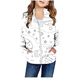 Vhersily 2025 Angebote - Kinder Hoodies Jacke Kinder Pullover Jacke 3D Gedruckt Muster Casual Hoodie Kinder Taschen 11-13 Jahre, White Z, 90 cm