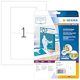 HERMA 5033 CD DVD Einleger für Slim Case Hüllen perforiert, 25 Blatt, 121 x 242 mm, 1 pro A4 Bogen, 25 Stück, bedruckbar, matt, blanko Papier-Cover Inlays, weiß