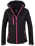 Rock Creek Damen Softshell Jacke Windbreaker Regenjacke Übergangsjacke Softshelljacke Damenjacke Regenmantel Outdoorjacke D-412 Schwarz XL