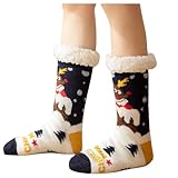 Weihnachtssocken Damen Bodensocken Schneesocken Dicke Samt Schlafsocken Teppichsocken Im Winter Strümpfe Herren Rot High Strümpfe