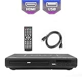 KCR DVD-Player für TV, DVD / CD / MP3 mit USB-Anschluss, HDMI- und AV-Ausgang (HDMI- und AV-Kabel enthalten), Fernbedienung, Region Free