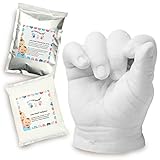 Lucky Hands® Gipsabdruck Set Baby Hand und Fuß | Made in EU | Alginat Schnellabformmasse speziell für Babys mit Farbindikator und Gießpulver | Geschenk zum Muttertag (0-6 Monate, 2-3 Modelle)