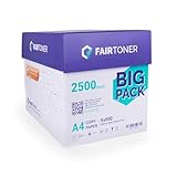 FairToner Kopierpapier 2500 Blatt DIN-A4 80g, Weiß (5 x 500 Blatt / 5er Pack) Universal Druckerpapier für Laserdrucker und Tintenstrahldrucker geeignet