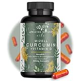 Amazing Nature® Mizell Curcumin mit Vitamin D und C - NovaSOL Kurkuma Kapseln hochdosiert 1 Kapsel täglich mit 185x höher verfügbarem Kurkuma ohne Piperin 1 x 60 Premium flüssig Curcuma Kapseln