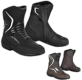 Vaster Moto Herren Motocross Stiefel Leder Motorradschuhe mit Gummisohle Motorradstiefel für Männer CE-geprüft Wasserdicht EN 13634:2017 (Schwarz, EU Schuhgrößensystem, Erwachsene, Numerisch, M, 45)