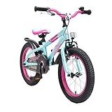 BIKESTAR Kinderfahrrad 16 Zoll für Mädchen und Jungen ab 4-5 Jahre | 16er Kinderrad Mountainbike | Fahrrad für Kinder Berry & Türkis | Risikofrei Testen