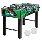 GAMES PLANET Tischfussball „Glasgow“, 5 Dekore: Holz/Schwarz/Blau/Soccer/Weiß, inkl. 2 Bälle, 2 Getränkehalter, höhenverstellbare Füße, hochgezogene Spielfeldecken, Tischkicker, Kicker, Kickertisch