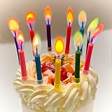 18 Stück Geburtstagskerzen mit Farbigen Flammen Kerzen Geburtstag, Sparklers Geburtstagskerze für Kuchen Magic Happy Birthday Candle für Geburtstagskerzen Kinder Erwachsene Babyparty Dekorative