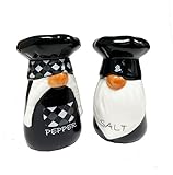 Keramik Salz- und Pfefferstreuer 2er Sets Tischzubehör niedliche Zwerge Chef-Design, Familien Weihnachtsgeschenke aus Steinzeug Salt and Pepper Shaker (black)